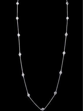 NWT~Ann Taylor Silver & Crystal Long Station Necklace